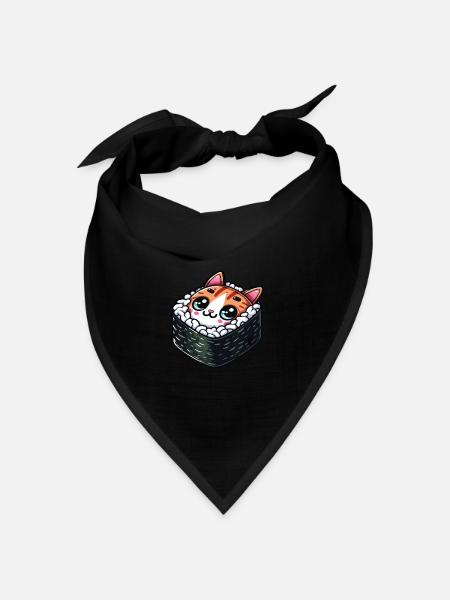 Sushi Katze - Bandana Dreieckstuch - Schwarz