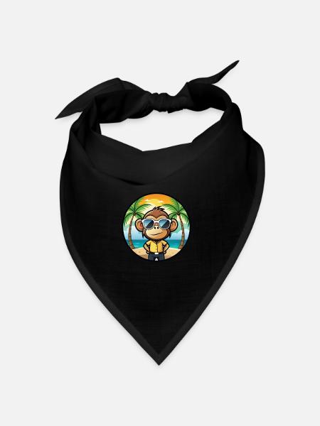 Affe Lustige Cartoon Sommer Strand Sonnenbrille Cool - Bandana Dreieckstuch - Schwarz