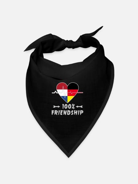Niederlande und Deutschland 100% Freundschaft - Bandana Dreieckstuch - Schwarz