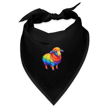 Schaf Bunte Kawaii Cartoon Figur Clipart - Bandana Dreieckstuch - Schwarz - Vorne