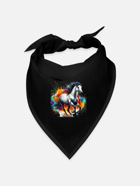 Pferd - Bandana Dreieckstuch - Schwarz