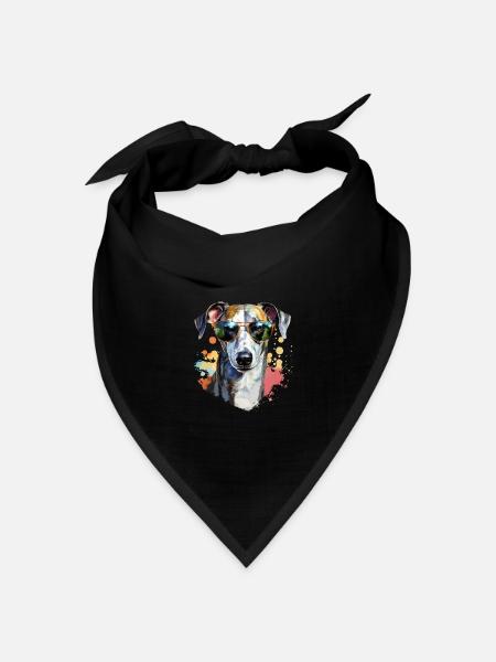 Greyhound mit Sonnenbrille - Bandana Dreieckstuch - Schwarz