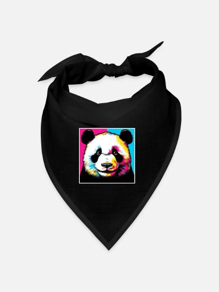 Panda - Bandana Dreieckstuch - Schwarz