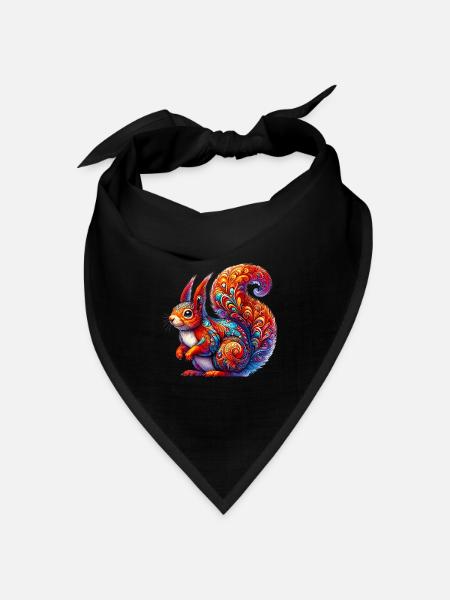 Eichhörnchen - Bandana Dreieckstuch - Schwarz