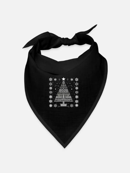 Ugly Xmas: Skandi-Weihnachtsbaum mit Schnee - Bandana Dreieckstuch - Schwarz