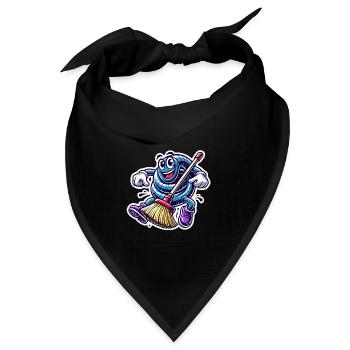 Lustige Custodian Gummischlauch Karikatur - Bandana Dreieckstuch - Schwarz - Vorne