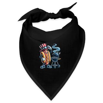 Smokin Hot BBQ Retro Hot Dog Design - Bandana Dreieckstuch - Schwarz - Vorne
