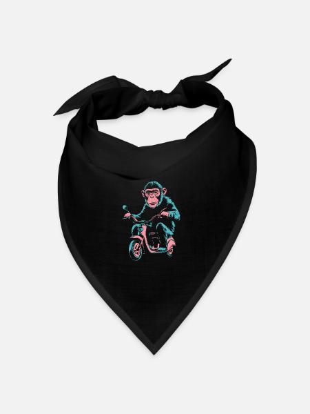 Affe auf dem Roller – Retro Streetstyle - Bandana Dreieckstuch - Schwarz