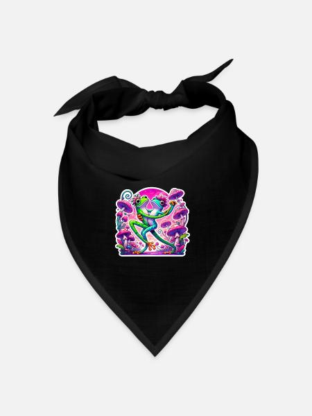 Frösche, die unter Pilzen tanzen - Bandana Dreieckstuch - Schwarz