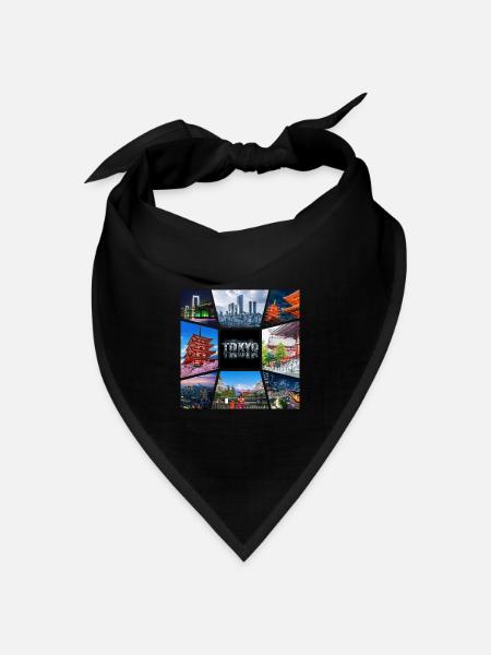 Tokio Japan Asien Collage Skyline Stadt Metropole - Bandana Dreieckstuch - Schwarz