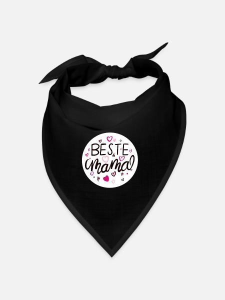 Liebevolles Mama-Design mit Herzmotiven - Bandana Dreieckstuch - Schwarz