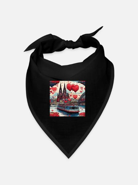 kölner dom,dom,koeln,herzen,malerei,pastell - Bandana Dreieckstuch - Schwarz