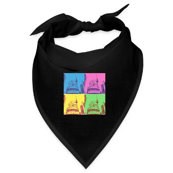 Berlin Skyline Stadt Deutschland Pop Art Style - Bandana Dreieckstuch - Schwarz - Vorne