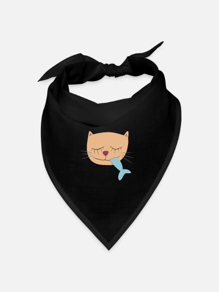 Hafen Katze Kopf Fisch maritim Kinder Deko Comic - Bandana Dreieckstuch - Schwarz