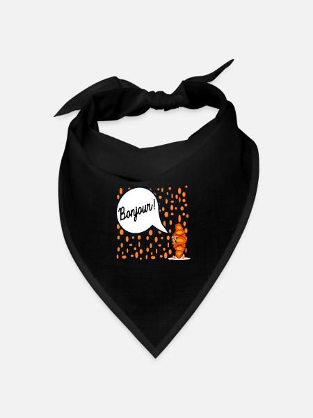 Hallo Französisches Croissant Frankreich - Bandana Dreieckstuch - Schwarz