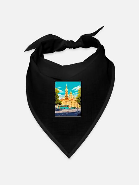 Wien Österreich Vintage Stadtbild Kunst Illustration - Bandana Dreieckstuch - Schwarz