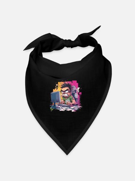 Gamer Rage – Wenn der Controller fliegt - Bandana Dreieckstuch - Schwarz