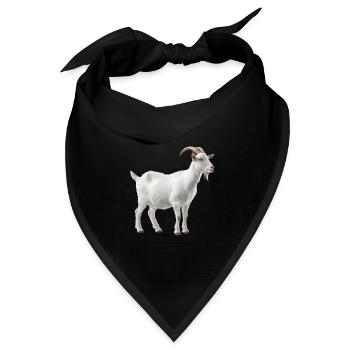 Weiße Bergziege Portrait - Bandana Dreieckstuch - Schwarz - Vorne