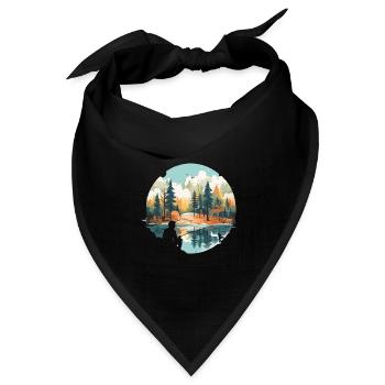 Angeln in der Wildnis – Vintage Natur Landschaft D - Bandana Dreieckstuch - Schwarz - Vorne