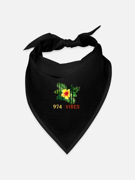 Tropischer Hibiskus 974 Vibes - Bandana Dreieckstuch - Schwarz