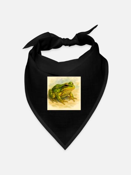 Aquarell Grüner Frosch - Bandana Dreieckstuch - Schwarz