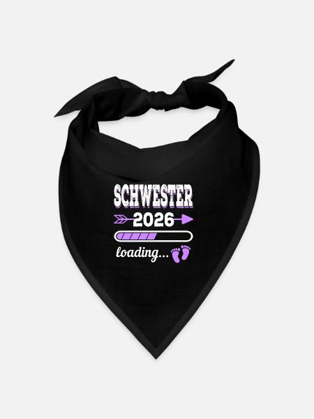 Schwester 2026 Loading Geburt Geschenkidee - Bandana Dreieckstuch - Schwarz