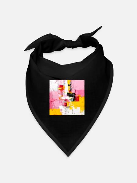 Abstrakte Farbblöcke Pink Gelb - Bandana Dreieckstuch - Schwarz
