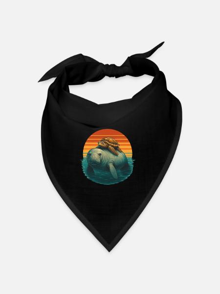 Manatee Schildkröte Ozean Freunde - Bandana Dreieckstuch - Schwarz