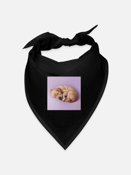 Schlafender Welpe auf fliederfarbenem Hintergrund - Bandana Dreieckstuch - Schwarz