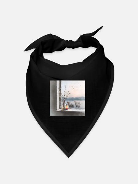 Ein ruhiger Ort am Wasser - Bandana Dreieckstuch - Schwarz