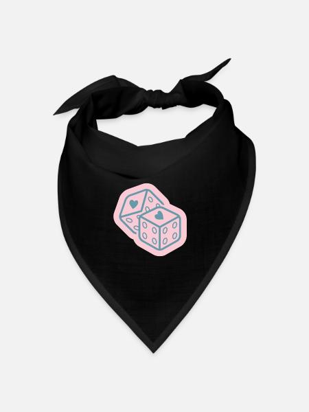 Herzwürfel in Pastellrosa - Bandana Dreieckstuch - Schwarz