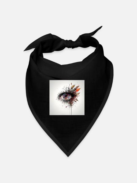 Farbiges Augenkunst mit Blättern - Bandana Dreieckstuch - Schwarz