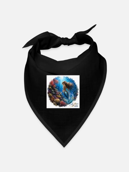 Unterwasser-Meerjungfrau im Riff - Bandana Dreieckstuch - Schwarz