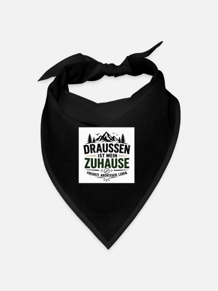 Draußen ist mein Zuhause – Outdoor-Statement - Bandana Dreieckstuch - Schwarz