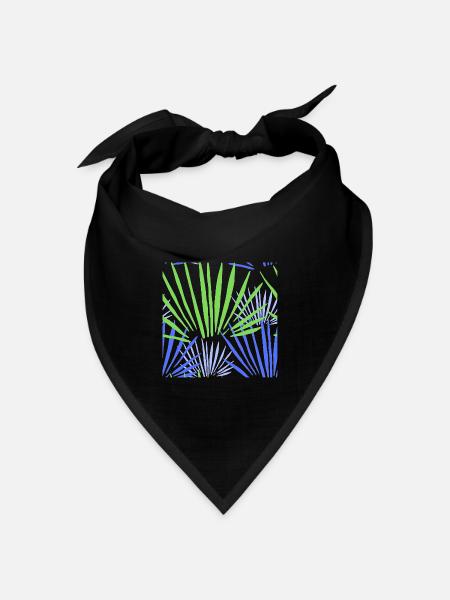 Tropisches Palmen Kontrast Muster - Bandana Dreieckstuch - Schwarz