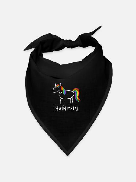 Regenbogenpferd Death Metal Einhorn Festival - Bandana Dreieckstuch - Schwarz