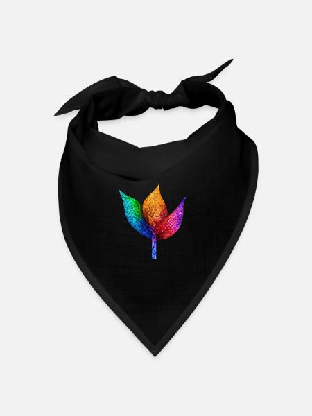 Regenbogengeometrisches Blatt - Bandana Dreieckstuch - Schwarz
