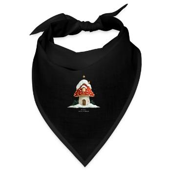 Magical Christmas Mushroom Cottage - Bandana Dreieckstuch - Schwarz - Vorne