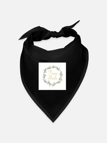 Team Bride mit Blumenkranz - Bandana Dreieckstuch - Schwarz