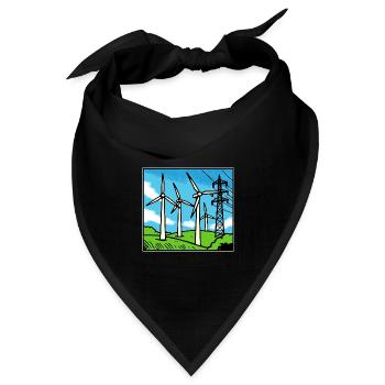 Windkraft Landschaft Blau - Bandana Dreieckstuch - Schwarz - Vorne