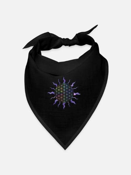 Blume des Lebens Sonne Mandala Regenbogen - Bandana Dreieckstuch - Schwarz