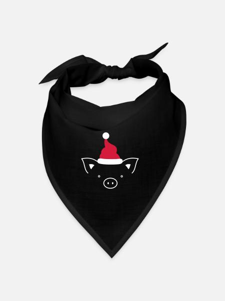 Schwein Sau Nikolaus Weihnachten lustig witzig - Bandana Dreieckstuch - Schwarz