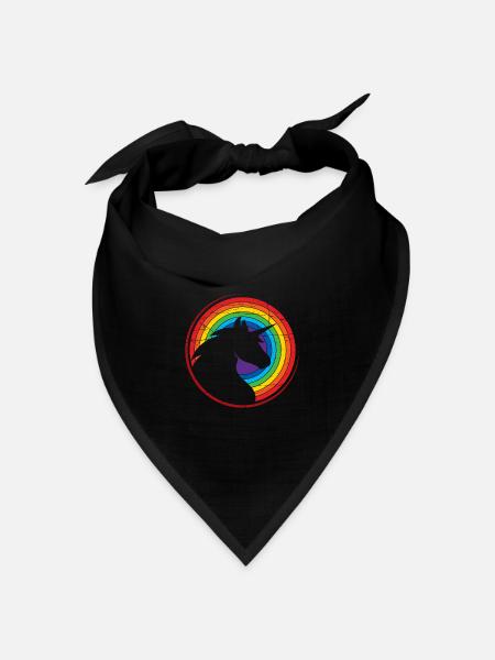 Einhorn - Bunt - Regenbogen - Bandana Dreieckstuch - Schwarz