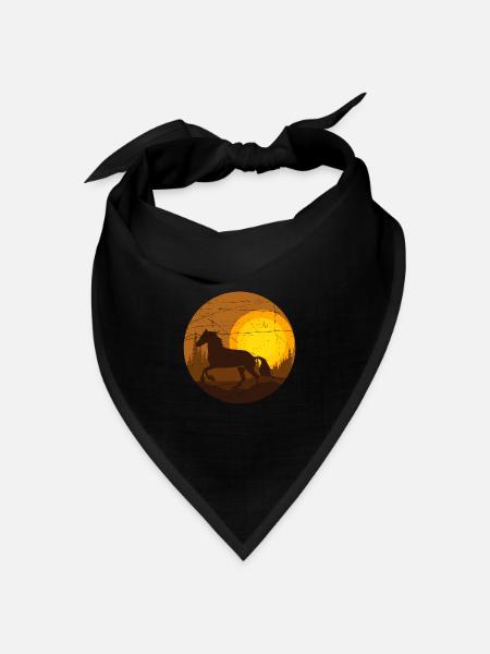 Pferd im Sonnenuntergang - Bandana Dreieckstuch - Schwarz