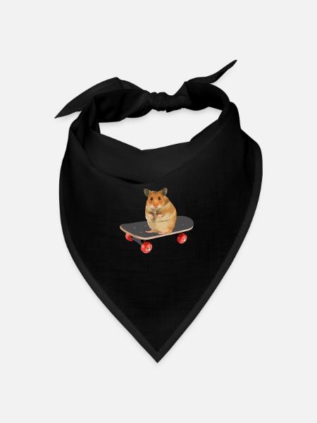 Skateboard Hamster - Bandana Dreieckstuch - Schwarz