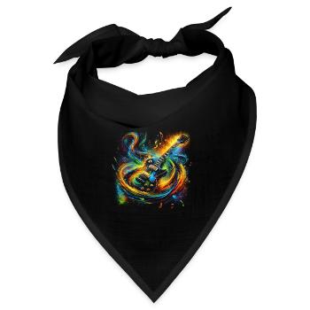 Farbenfroher Gitarrenausdruck - Bandana Dreieckstuch - Schwarz - Vorne