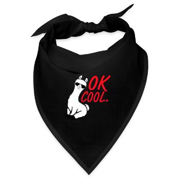 OK Cool Lama Sonnenbrille Sitzend Lustig Frech - Bandana Dreieckstuch - Schwarz - Vorne