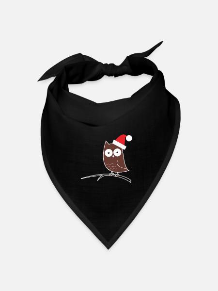 Die Weihnachts-Eule! Geschenk Idee - Bandana Dreieckstuch - Schwarz