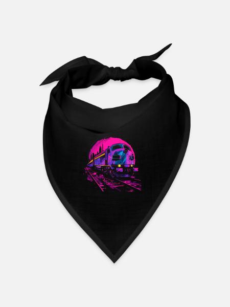 Retrowave Eisenbahn - Bandana Dreieckstuch - Schwarz