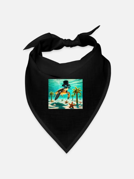 Schildkröte - Bandana Dreieckstuch - Schwarz